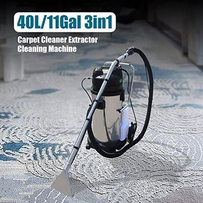 110V 40L Commercial Cleaning Machine 3 in 1 Portable Carpet Cleaner Extractor Vacuum Cleaner for Car Detailing,Housekeeping Companies,Hotels US Stock