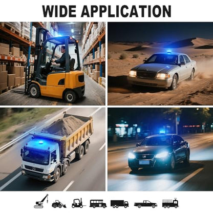 AnTom Magnetic Wireless Strobe Light Blue Warning Beacon Light for Trucks | Rechargeable Waterproof Emergency Safety Rooftop 9 Modes Rotating Flashing Lights for Volunteer Firefighter POV, Highway Hero - color: Blue