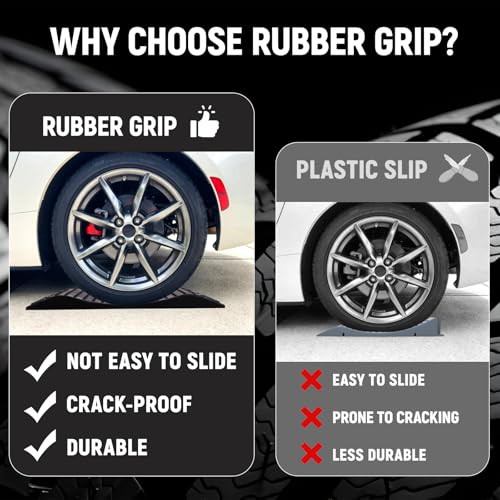 Tire Saver Ramps Set of 4, Rubber, Prevent Flat Spots for Storage | Wheel Cradles, Tire Stoppers & Protectors, Supports Up to 60,000 lbs, Trailer, Camper & Truck Ready, Carry Bag