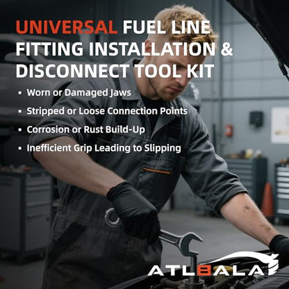 Fuel Line Fittings Installation Tool Kit 4AN 6AN 8AN 10AN 12AN, AN Hose Connector Connect & Disconnect Tool Set for Auto Fuel Hose Pipe Assembly & Removal