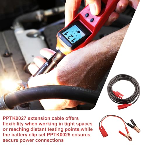 PPTK0027 20FT Extension Cable,PPTK0025 Ect Battery Clipset for Power Probe | Fit for Power Probe 3Ez/3/3S Power Circuit Probe Kit,Extension Cord Crocodile Clip Set（PPTK0027 PPTK0025)