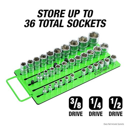OEMTOOLS 22389 Pro Magnetic Socket Tray, Customizable Ratchet Organizer, Adjustable Drive Studs, Portable Socket Set Organizer, 5 Row Socket Organizer
