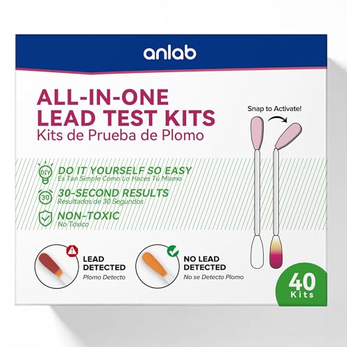 anlab™ Lead Test Kit | Rapid Results in Less Than 30 Seconds | All-in-One, No Vinegar Needed | Check Lead in Painted Surfaces, Wood, Metal & More | Disposable Cotton Swabs - (40 Count)