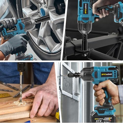 SPICIMOMO 1/2 inch Cordless Impact Wrench - 1200N.m High Torque Heavy Duty Impact Gun with 2x 4.0Ah Batteries, 21V Powerful Impact Driver/Drill for Tough Auto Repair and Construction Tasks