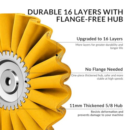 10" S-Shape Airway Buffing Wheel with 5/8" Arbor Flange-Free Hub，Yellow Buffing Wheels for Angle Grinder, All-Purpose Polishing Wheels for Aluminum Wheels Stainless Steel & Metal Finishing - color: Medium Polishing