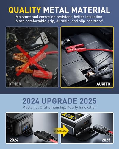 AUXITO 6000A Jump Starter, 12V Car Battery Jump Starter, Up to All Gas & 12L Diesel Engine with LED Display, Portable Jump Box with 3 Modes Flashlight and Jumper Cable, Storage Case - size: T3-6000A