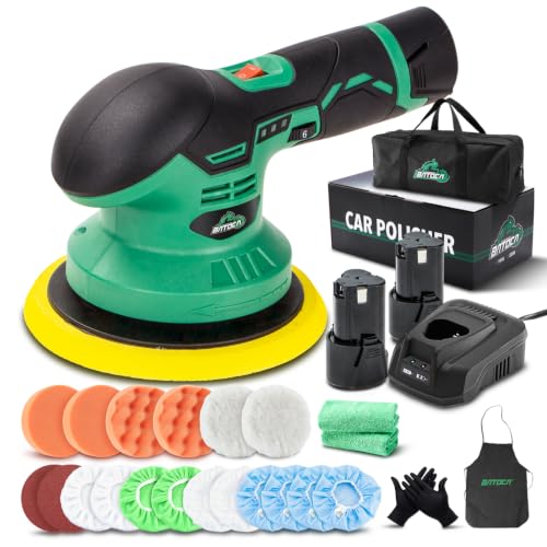 BATOCA S3 Cordless Car Buffer Polisher - 2pcs 2.0Ah 11.1V Lithium-ion Rechargeable Battery Powered Brushless Polisher with 6 Variable Speed, DA Orbital Buffer for Car Detailing, Polishing, Waxing - size: Small