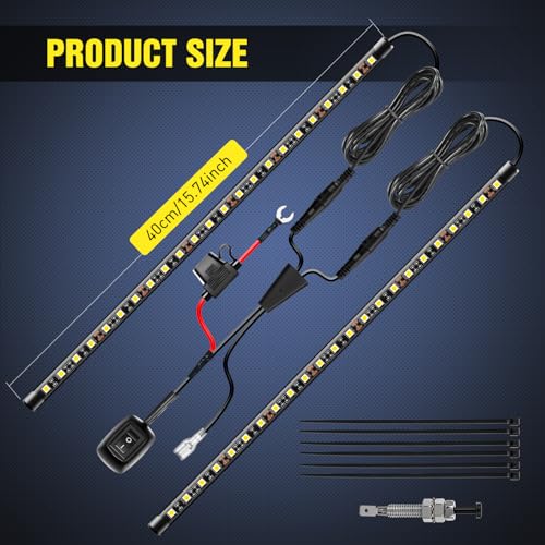 Nilight 2pcs Under Hood Light Strip 42LED Waterproof Underhood Work Light with On/Off Switch Blade Fuse Engine Bay Repair Light White 12V for Car Truck SUV - size: 15.7 inch 2 pieces