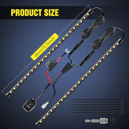 Nilight 2pcs Under Hood Light Strip 42LED Waterproof Underhood Work Light with On/Off Switch Blade Fuse Engine Bay Repair Light White 12V for Car Truck SUV - size: 15.7 inch 2 pieces