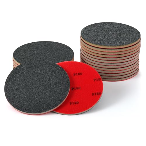 MAXMAN 12pcs Foam Sanding Pads, 6 Inch Sanding Sponge Set, 180 Grit Bowling Sanding Pads, Reusable Wet Dry Sandpaper Block for Random Orbital Sander, Wood, Metal, Auto Polishing & Curved Surfaces - size: 6 inch, style: 180 Grit