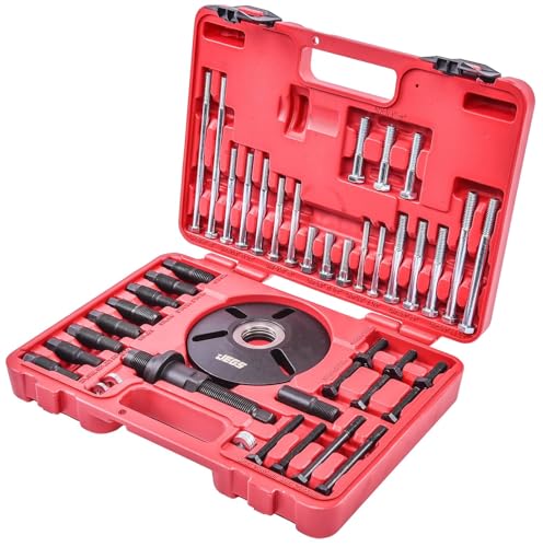 JEGS Universal Harmonic Damper Balancer Puller/Installer Tool Set | Includes 30 Bolts, 9 Adapters, 11 Washers, 1 Five Inch Puller Screw With Body, And 1 Puller Flange | Universal Harmonic Balancer Puller/Installer Set; plastic construction for easy remova