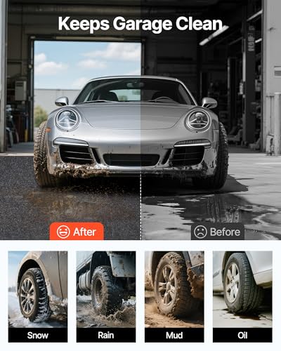VEVOR Garage Floor Mat, 7.6'x19' Oil Spill Mat Waterproof Protection from Water Snow Rain Mud Absorbent Oil Pad for Cars, Non-Slip Containment Mat with TPE Anti-Leak Backing, Easy Clean, Cuttable - size: 7.6' x 19'