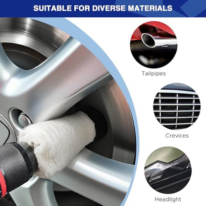 8PCS Buffing Wheels for Drill, Non-Woven & Cotton Polishing Wheels for Drill 1/4" Secure Hex Shank, Rust Removal and Mirror Finish for Car Motorcycle Wheel Rim Headlight Metal Aluminum Brass