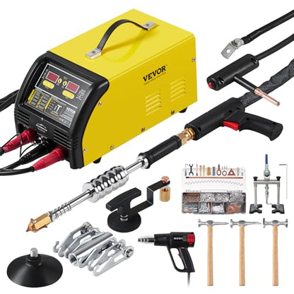 VEVOR Dual Pro Stud Welder Deluxe AL/Fe Dent Repair Kit, Professional 5KW Welder with Auto/Manual Welding and 10 Modes, 110V Spot Welding Dent Repair Machine for Steel & Aluminum Auto Panels Repair - style: Aluminum/Steel Dual Pro