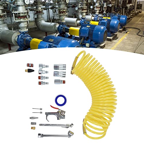 Professional Air Compressor Accessory Kit Heavy Duty 1/4in NPT Quick Connect Fittings Blow Gun Set with 25ft Hose for Tire Inflation Industrial Pneumatic Tools