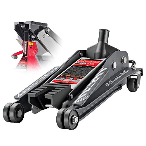 Powerbuilt 2 Ton U-Jack Garage Jack, 3000 LBS Loading Capacity, Lift Range: 4-1/2-Inch to 18-3/4-Inch, Unique Saddle for sliding jackstand into - 620516 - size: U-Jack