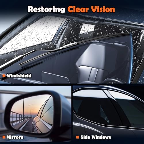 Oil Film Remover for Car Windowshield, Windows & Rearview Mirror - Auto Glass Cleaner Emulsion Cleaner Kit, Remove Grease, Road Grime, Water Sport, Improve Visibility for Safe Driving