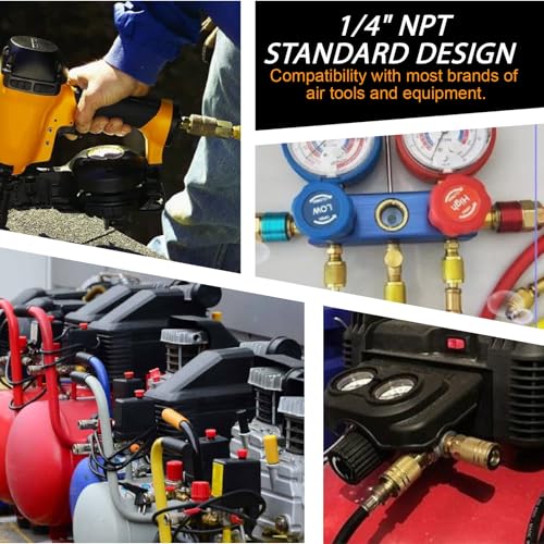 48Pcs 1/4" Quick Connect Air Hose Fittings, 1/4" NPT Air Compressor Fittings Kit with Swivel, Brass-Plated Pneumatic Tool Couplers and Plugs Set for Pneumatic Tools - size: 48 Pieces