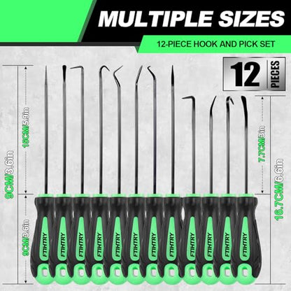 FTIHTRY 12-Piece Pick and Hook Tools Set, Pick Tool Set Car Auto Oil Seal/O-Ring Seal Gasket Pick Hooks Puller Remove, Long and Mini Pick Tool Set - style: 12-Piece