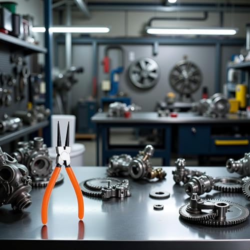 1 Pc Orange Heavy Duty 7" EXTRA Long External Straight Retaining Ring Clip Circlip Removal Plier Snap-Ring Pliers, Slip-Joint Pliers Side-Cutting Pliers Plier Sets Needle-Nose