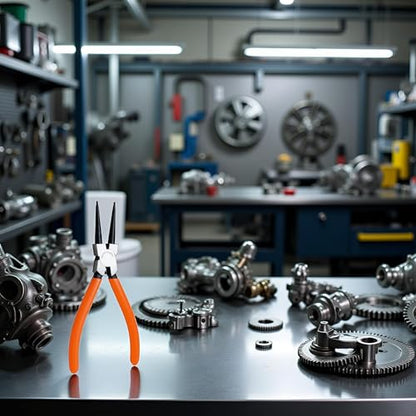 1 Pc Orange Heavy Duty 7" EXTRA Long External Straight Retaining Ring Clip Circlip Removal Plier Snap-Ring Pliers, Slip-Joint Pliers Side-Cutting Pliers Plier Sets Needle-Nose