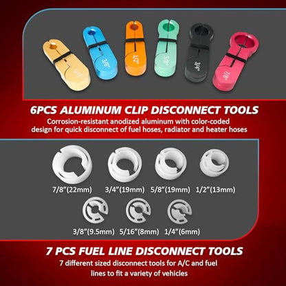 YATOINTO 26pc Fuel Line Disconnect Tool Set with Fuel and AC Disconnect Pliers,Master Quick Disconnect Tool Kit,Fuel Line Removal Tools for GM Trucks,Ford, Air Line,A/C Fuel&Transmission Systems
