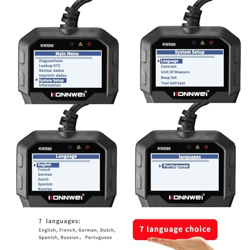 KONNWEI KW590 OBD2 Diagnostic Tool – Battery Tester, Full OBDII Functions Code Reader, Engine Fault Code Scanner, Check Engine Light Reset, Universal Car OBD2 Scanner,or Vehicles 1996 & Newer