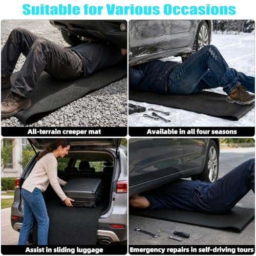 SUNCARACCL Magical Rolling Creeper Mat, Under Car Repair Pad, 60x28 Inch Mechanics Mat for Low Clearance, Automotive Creeper Mat with Portable Storage Bag, Work on All Terrains & Vehicles