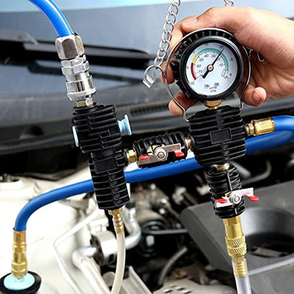 Coolant Vacuum Refill Kit, Cooling System Radiator Vacuum Purge & Fill Tool Kit, Automotive Coolant Filler with Universal Adapter Hoses for Car Motorcycle Truck Airlift Use Blue - color: Blue Case