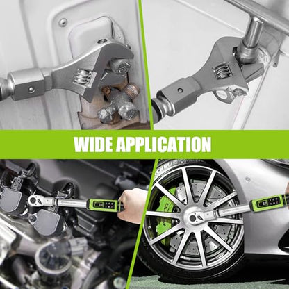 Adjustable HVAC Open End Digital Torque Wrench 1/2"Drive1.5-99Ft.Lb | Interchangeable Electric Torque Wrench(2-135N.m), 40mm 2% Accuracy for Car Automotive Moto Narrow Pipeline, Maint. Techs DIY - size: 1/2" 1.5-99.6FT.LB, style: Digital
