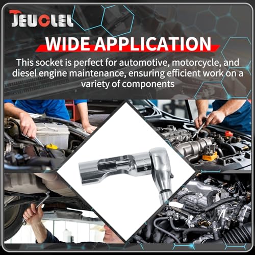 14mm 3/8" Drive Diesel Injector Fuel Line Socket, Flare Nut Wrench | Fastener Bent Pipes, Wired Temperature Sensors, EGT Sensor, Thermo Switches, ABS Tubes, Strut Nut Extractor - size: 14mm