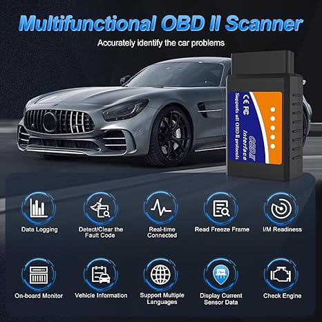 OBD2 WiFi Scanner for iPhone iOS Android Windows Car Code Reader Enhanced Auto Diagnostic Scan Tool Odb2 OBDII Adapter Check Engine Light Live Data Reset Vehicle Performance Test
