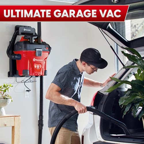 Vacmaster 5-Gallon* 5 Peak HP† Remote Control Wall Mount Wet/Dry Vac – VWMB508 1101 - color: Red