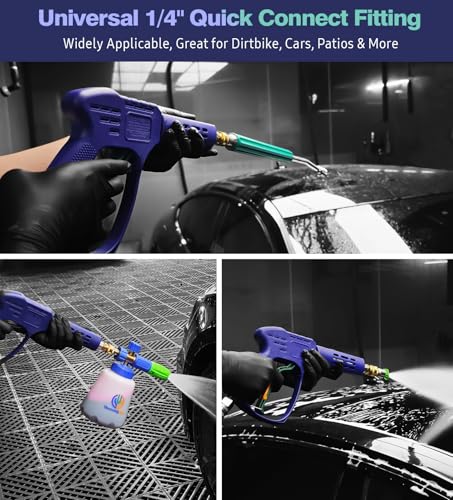 YeewayVeh High Pressure Washer Gun, 3/8" Quick Connect, Indigo | 5 Nozzles, M22 14mm/15mm Fitting, 5000PSI 8GPM Power Washer Wand for Car Wash