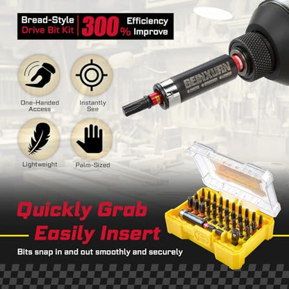 Geinxurn 32Pieces Impact Screwdriver Bits Set, S2 Steel Magnetic Torx/Security Torx Muliti Insert Bits Tips Set with Impact Bit Holder and 1/4”Socket Adapter(Yellow Storage Box Case) - style: FQ032025-BYW