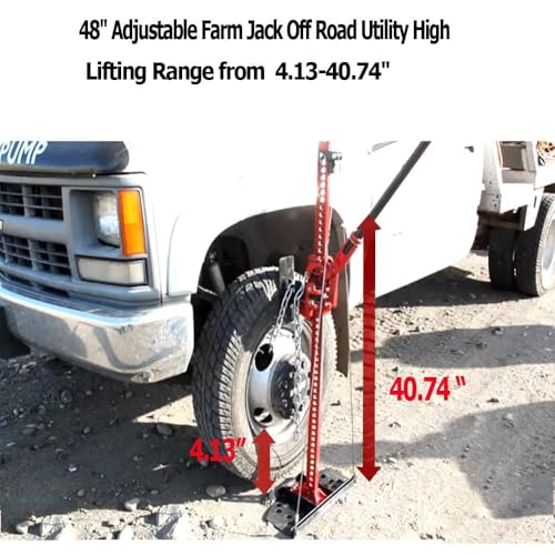 48 in Hi Lift Farm Jack, 3 Ton/7000 LB Ratcheting Utility Off Road Jack | 4.13-40.74 in Lifting Range, Ideal for Off-Road Vehicles, Trucks & Tractors - size: 48 in