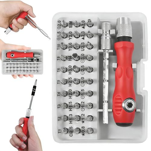 Precision Screwdriver Set 32-in-1 Electronics Repair Tool Kit with Multi-size Bits Portable Non-Slip Handle Storage Case for Phone Tablet Automotive - color: Silver-32 in 1