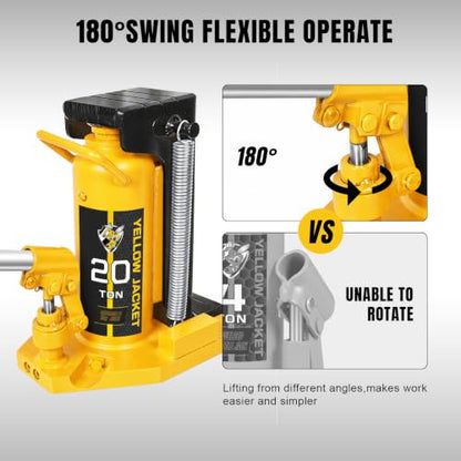 YELLOW JACKET Toe Jack 10 Ton Toe/ 20 Ton Top Capacity Hydraulic Machine Jack Lift,Air Hydraulic Claw Jack for Car Repair,Machinery,Industry Equipment - size: 20 Ton