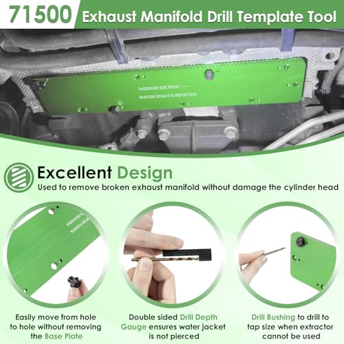 71500 Exhaust Manifold Template Removal Tool Set for Dodge 5.7L Hemi Motors, Remove Broken Exhaust Manifold Bolts Without Damage Cylinder Head