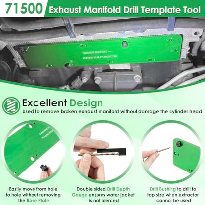 71500 Exhaust Manifold Template Removal Tool Set for Dodge 5.7L Hemi Motors, Remove Broken Exhaust Manifold Bolts Without Damage Cylinder Head