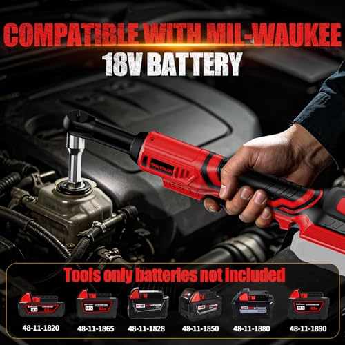 3/8" Cordless Power Ratchet Wrench Compatible with Milwaukee 18V Battery (No Battery) 60FT Torque, 0-400RPM Variable Speed Motor, Extended Wrench with 7 Sockets 1/4" Adapter 3" Extension Bar