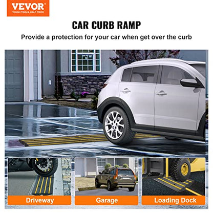VEVOR Car Driveway Rubber Curb Ramps Heavy Duty 33069lbs Capacity Threshold Ramp 2.6 Inch High Cable Cover Curbside Bridge Ramp for Loading Dock Garage Sidewalk (1-Channel, 1Pack-Curb Ramp) - size: 2.6" Rise (1-Pack, 1-Channel)