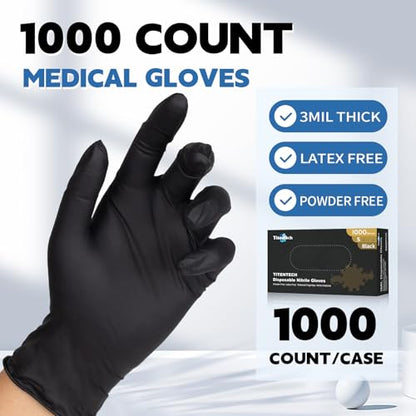 Disposable Nitrile Exam Gloves Black Cooking Gloves Disposable Food Safe 3mil 100PCS/BOX - color: Black 1000 Medium