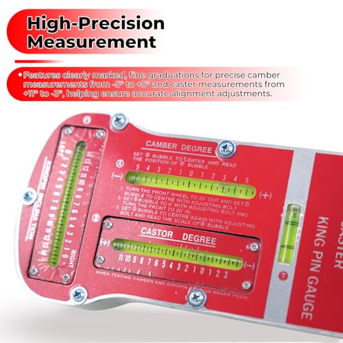 RULLINE Magnetic Camber Caster Alignment Tool with Kingpin Inclination 3-in-1 Wheel Alignment Gauge Kit for at-Home Front End Alignment