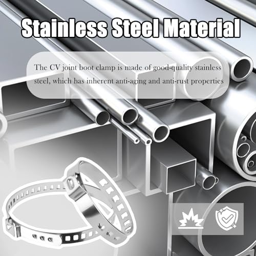 10PCS CV Boot Clamps Kit,Adjustable Tie Rod Boot Clamp for Secure Fixing Hose/Shaft Axle Boots,Universal Stainless Steel CV Axle Boots Clamp Car Accessories for Most Vehicles