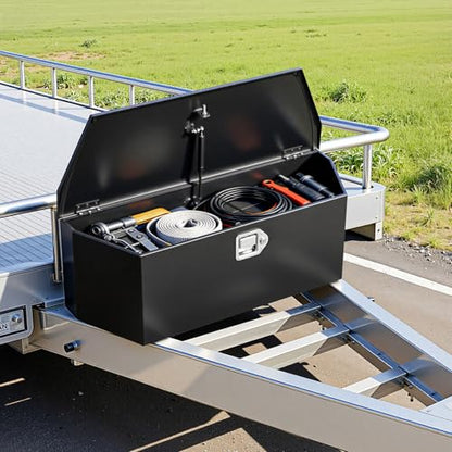 VEVOR Trailer Tongue Box, Heavy Duty Trailer Tongue Tool Box Storage Organizer, Utility Tool Chest for Pickup Truck Bed, RV, SUV, Off-Road Vehicle, Steel, 36" x 12" x 12", Upgraded Lock Version - size: 36" Black (with upgraded lock), style: Steel