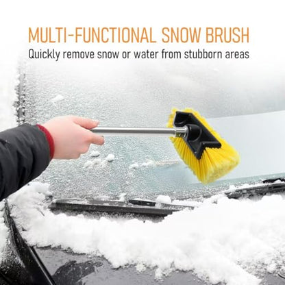 Five-Sided Car Wash Brush with 56" Long Handle | Car Wash 12" Dip Soft Five-Sided Brush | No Scratch Soft Bristle Brush for Car, RV, Boat, Solar Panel House Siding, Snow, Floors Washing - size: 12"
