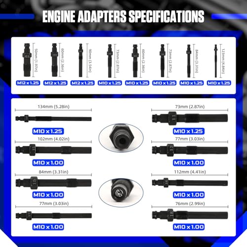 47PCS Compression and Leakage Test Kit Petrol & Diesel Engine Compression Tester Automotive Cylinder Leak Down Tester Kit with Dual Gauge Engine Compression Tester Kit for HDi, TDCi, Pumpe Duse Engine