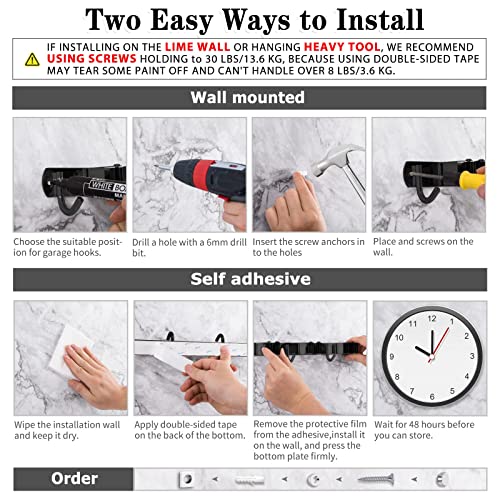 2 Pack Black Broom Holder Wall Mount, 5 Racks 4 Hooks Mop and Broom Holder | Mop Holder Wall Mount and Broom Hanger for Garage, Laundry Room, Kitchen and Utility Storage - color: 5 Racks & 4 Hooks (Black) - 2 Pack