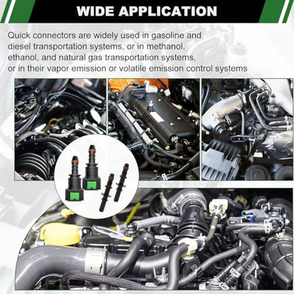 Fuel Line Quick Connect Set, 4 Sets Fuel Line Hose Quick Release Connect Fittings Include Straight Pipe Connector SAE 7.89mm to ID 6mm - color: 4 Sets Fuel Line Quick Connect SAE 7.89mm to ID 6mm
